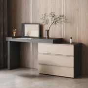 Gray Makeup Vanity Table with Mirror and Stool Storage Drawers